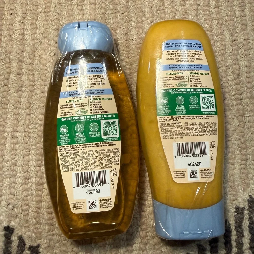 Garnier Whole Blends Honey Water Shampoo & Conditioner Set 12.5oz NEW SEALED